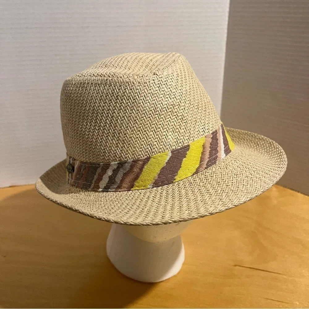 Original Panama Jack Fedora Paper Hat Straw Look Natural Woven Women’s One Size